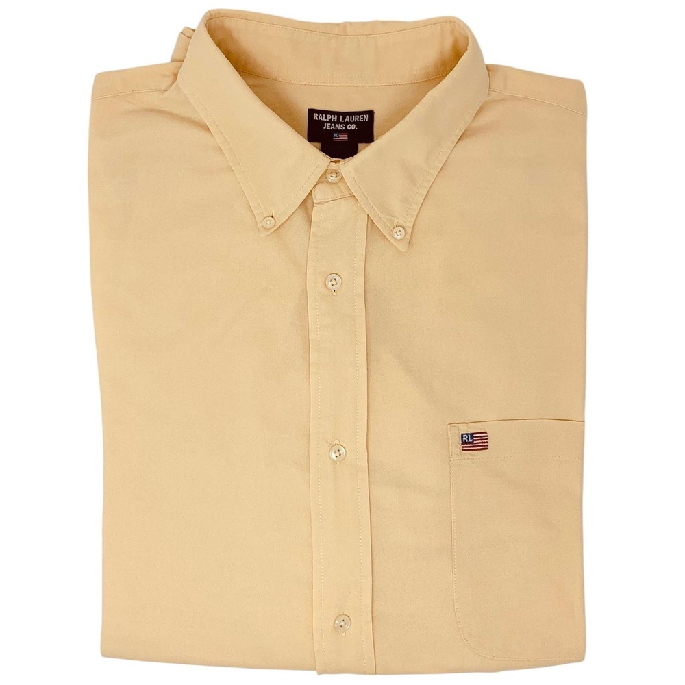 Vintage Ralph Lauren Jeans Co. Men's Long Sleeve Yellow Shirt  26 X 33 Big Tall
